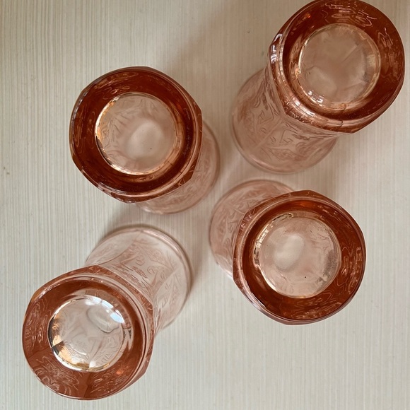 4 Indiana Depression Glass Pink Tumblers - Picture 4 of 6